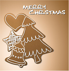 Image showing Christmas card - gingerbreads with white icing