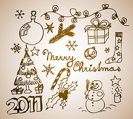 Image showing Christmas doodle illustrations
