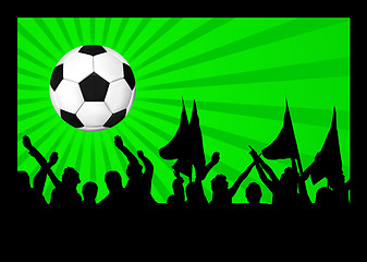 Image showing Football fans crowd and the ball