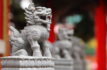 Image showing Chinese lion statue