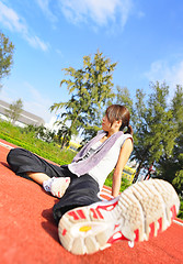 Image showing woman doing stretching exercise