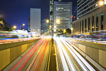 Image showing traffic in city at night