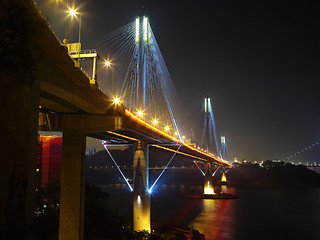 Image showing Ting Kau Bridge at night