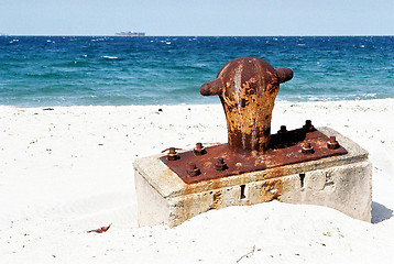 Image showing bollard on shore