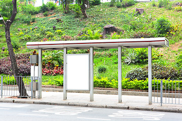 Image showing Blank billboard on bus stop