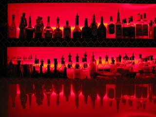 Image showing red bar with bottles