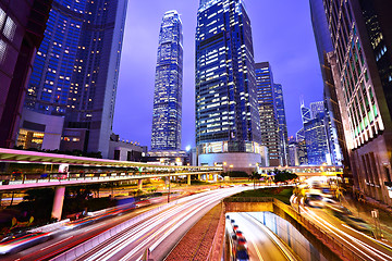 Image showing traffic in downtown at night