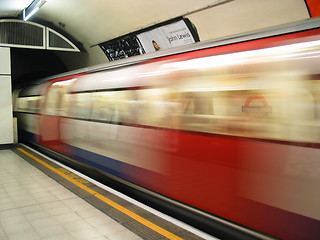 Image showing London tube leaving the station