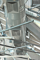 Image showing Ventilation pipes of an air condition