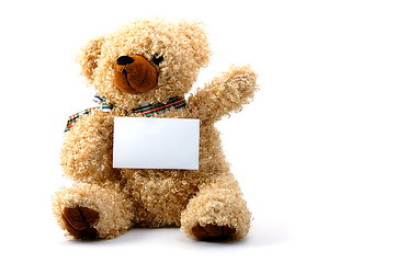 Image showing isolated teddy with blank sheet