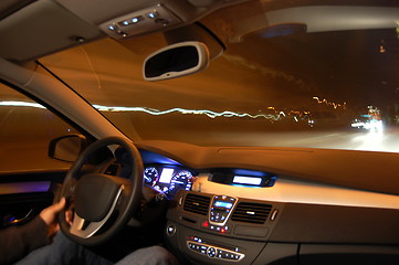 Image showing car in motion at night