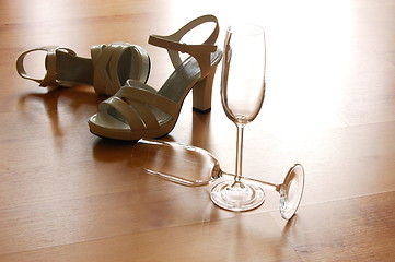 Image showing sexy high heel and champagne glass