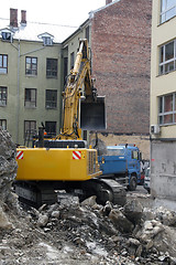 Image showing Digger / excavator and truck