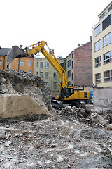 Image showing Yellow excavator in action