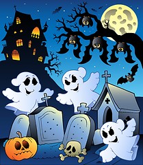 Image showing Halloween scenery with cemetery 6