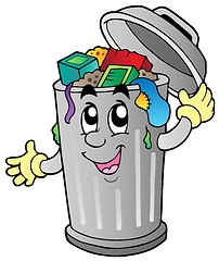 Image showing Cartoon trash can