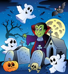Image showing Halloween scenery with cemetery 3
