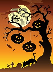 Image showing Scene with Halloween tree 2