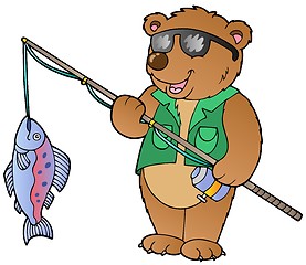 Image showing Cartoon bear fisherman