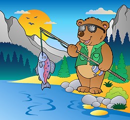 Image showing Lake with cartoon fisherman 2