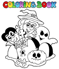 Image showing Coloring book Halloween topic 1