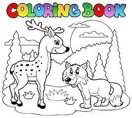 Image showing Coloring book with happy animals 1