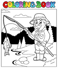 Image showing Coloring book with fisherman 1