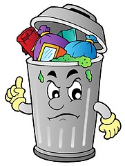 Image showing Angry cartoon trash can