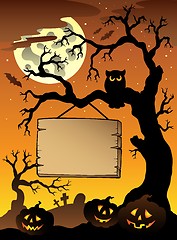 Image showing Scene with Halloween tree 1