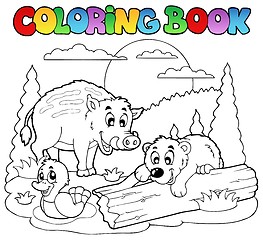 Image showing Coloring book with happy animals 2