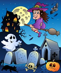 Image showing Halloween scenery with cemetery 5