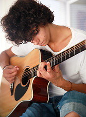 Image showing Teenage Musician Closeup