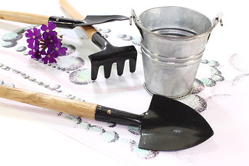 Image showing Sketch with garden tools