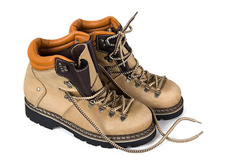 Image showing Pair of hiking boots