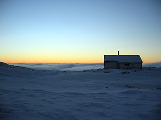 Image showing Cabin at sunset