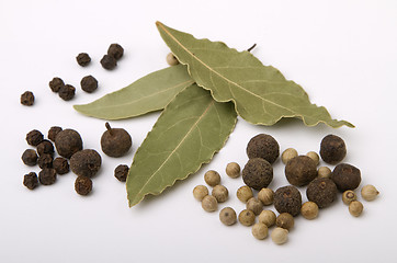 Image showing pepper and bay leaves