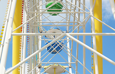 Image showing ferris wheel against a blue sky