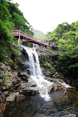 Image showing Beautiful waterfall in the garden 