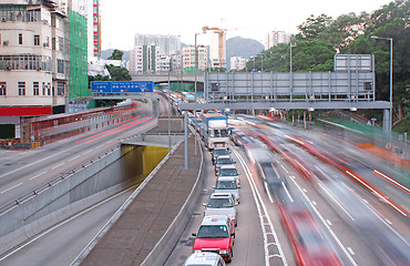 Image showing Heavy traffic through the modern city 
