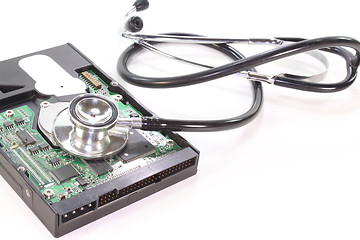 Image showing Hard drive with stethoscope