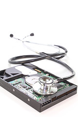 Image showing Hard drive with stethoscope