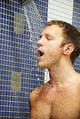 Image showing Man under the shower