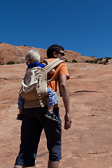 Image showing father and son hiking