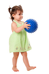 Image showing Happy toddler girl with ball