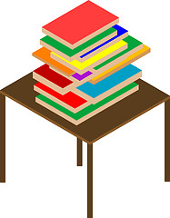 Image showing Books on brown table. vector