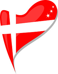 Image showing denmark in heart. Icon of denmark national flag. vector