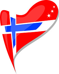 Image showing norway in heart. Icon of norway national flag. vector