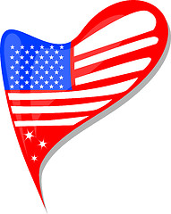 Image showing usa flag button heart shape. vector