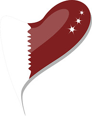 Image showing qatar flag button heart shape. vector