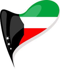 Image showing kuwait flag button heart shape. vector